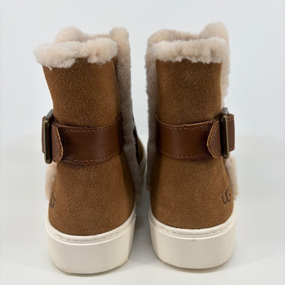 UGG Aika Sneaker Boots Womens 8 Chestnut Suede Shearling Buckle Platform 1104069 - Picture 6 of 11